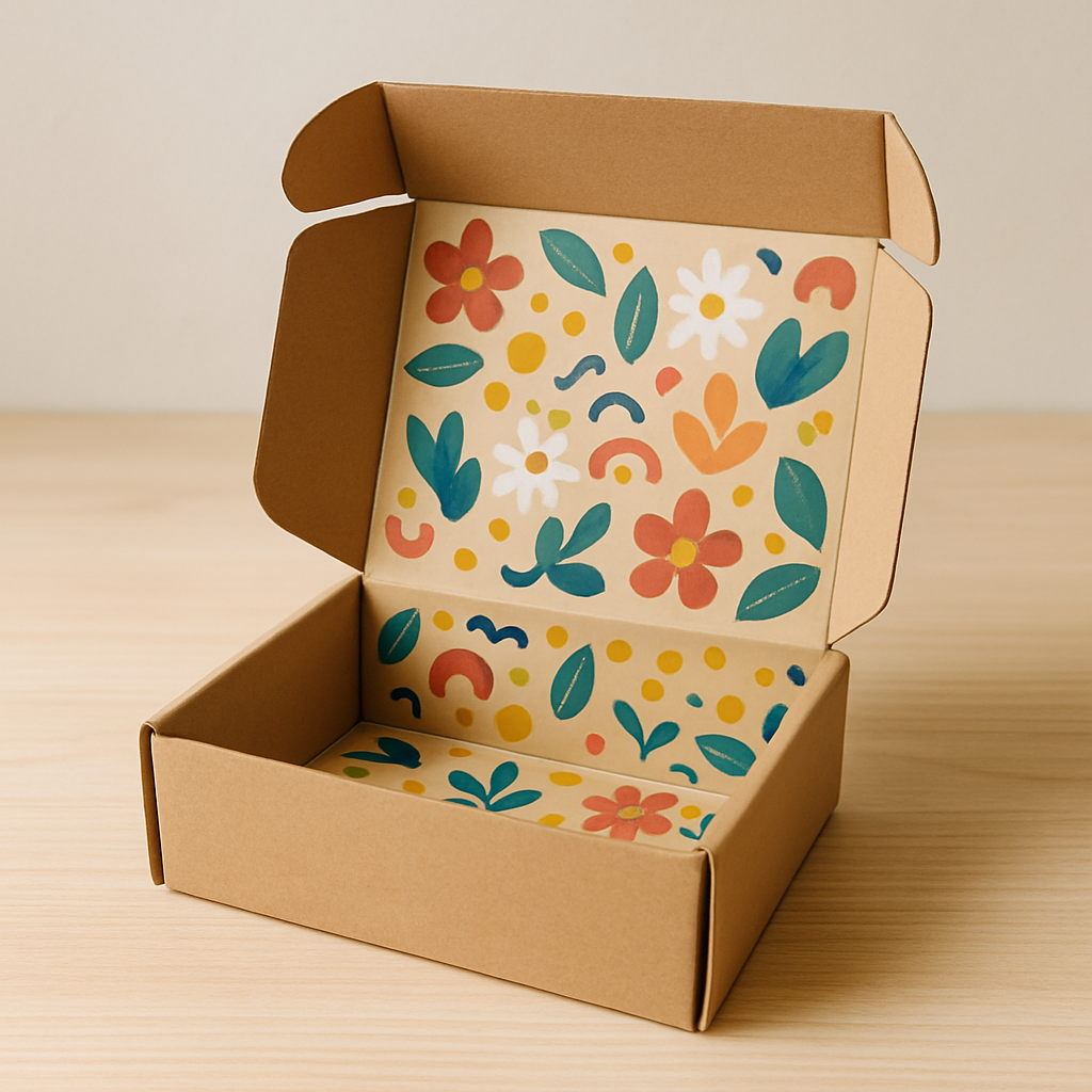 Custom-printed mailer box with branded interior